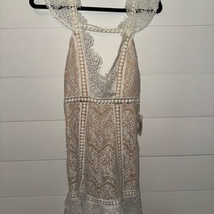 Red Dress Boutique Lace Dress in White and Tan